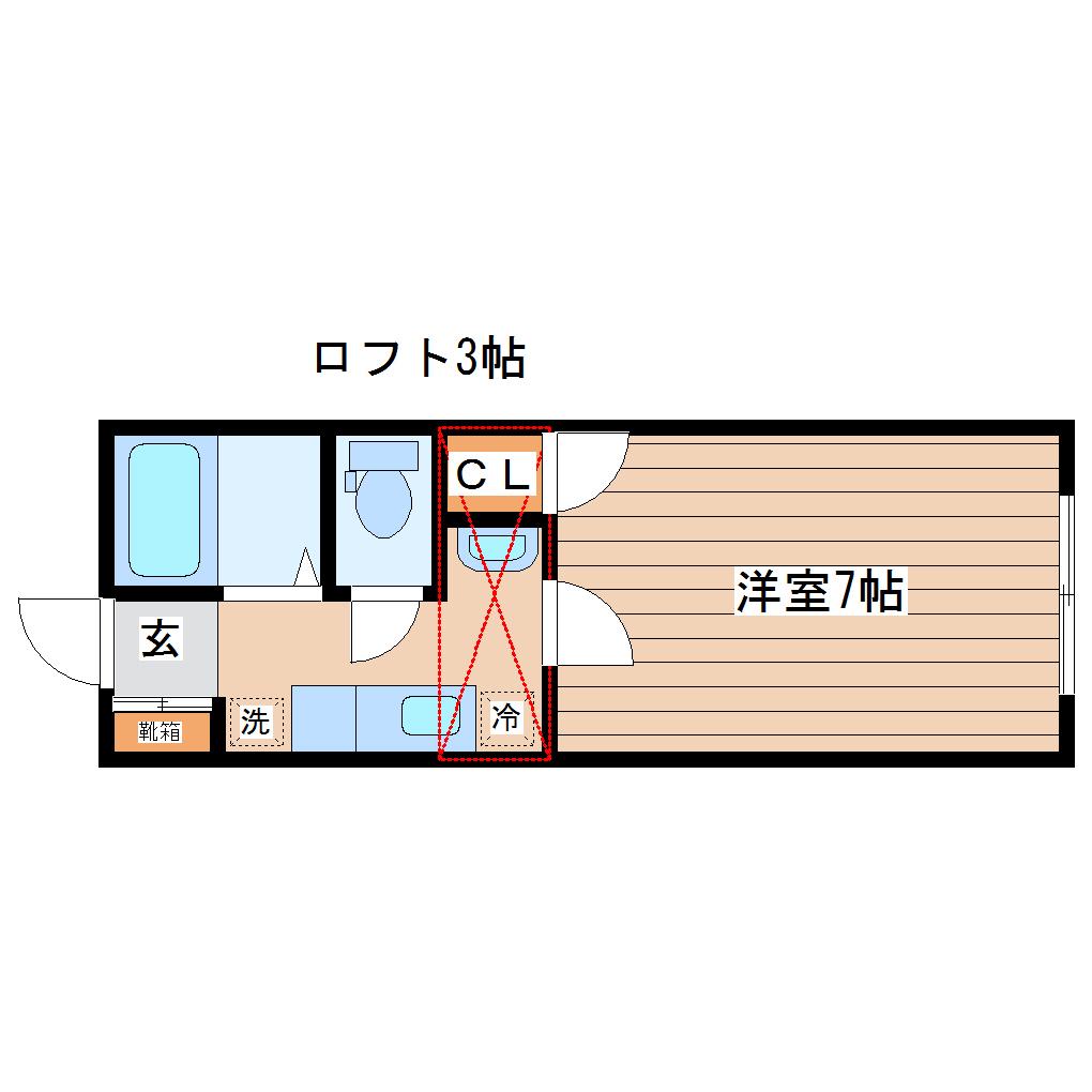 サンパレス大和町II(1K/1階)の間取り写真