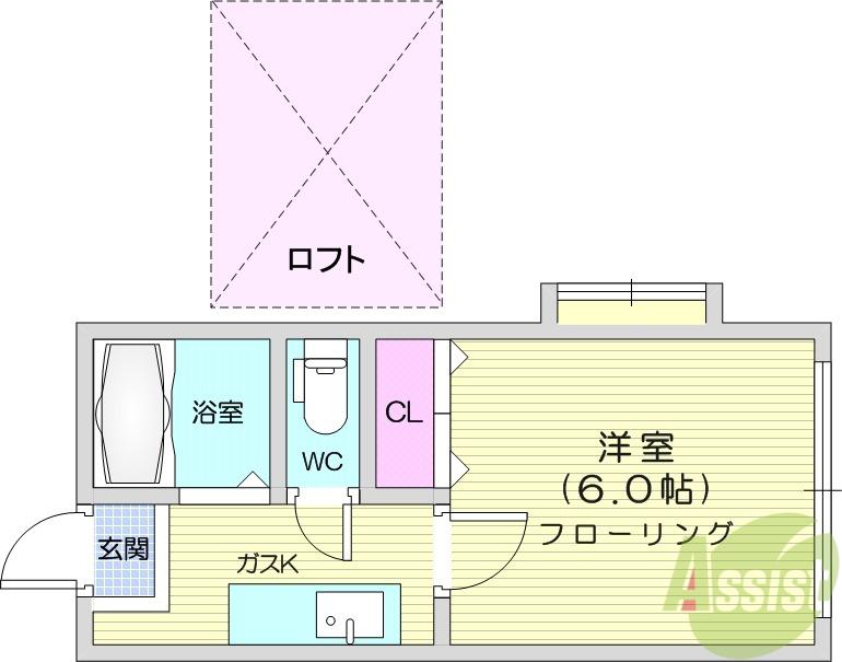 ホワイトキャッスル八乙女Ⅰ(1K/2階)の間取り写真