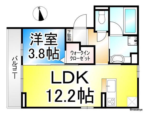 グランコスモHT(1LDK/1階)の間取り写真