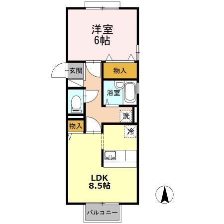 セジュールMIYA(1LDK/1階)の間取り写真