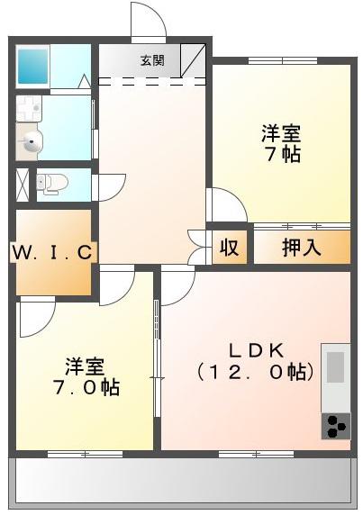 パークサイド瀬名川(2LDK/3階)の間取り写真