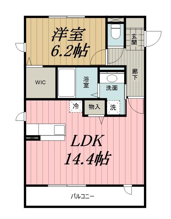 PARK HILLS MIYAKO G(1LDK/2階)の間取り写真