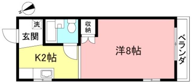アミーハイム(1K/2階)の間取り写真