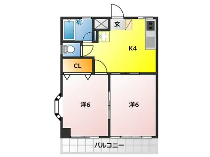 メゾンローリエ(2K/3階)の間取り写真