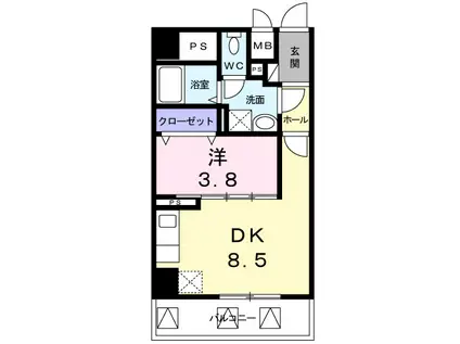 アールメゾン道頓堀(1DK/2階)の間取り写真