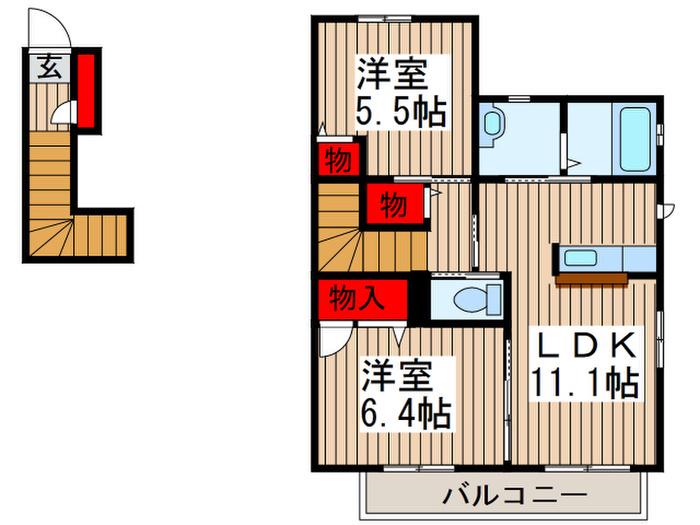 グランメールVI(2LDK/2階)の間取り写真