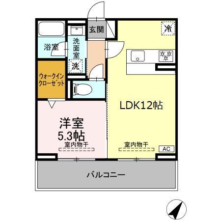 セレーナ東静岡(1LDK/3階)の間取り写真