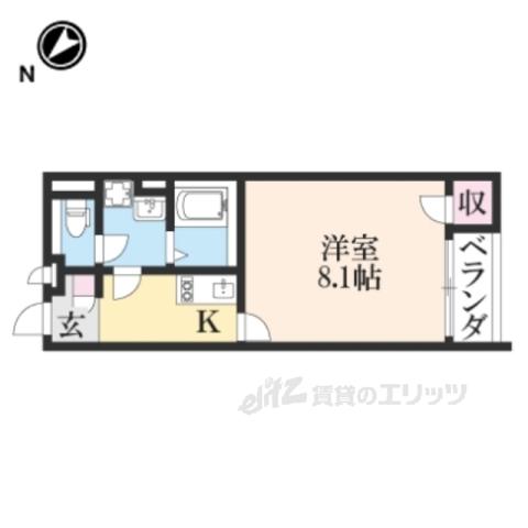 クレイノOLIVE水口(1K/1階)の間取り写真