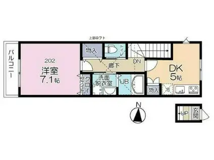 GREEN TIES 石神井台(1DK/2階)の間取り写真