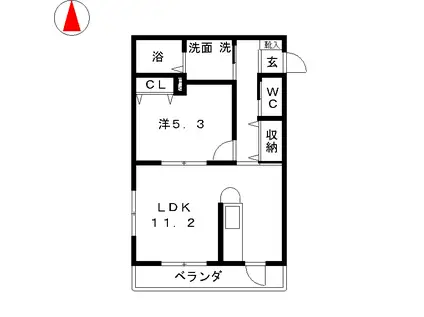 グランドールパレス(1LDK/1階)の間取り写真