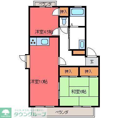 エクセルメゾンA棟(2LDK/1階)の間取り写真