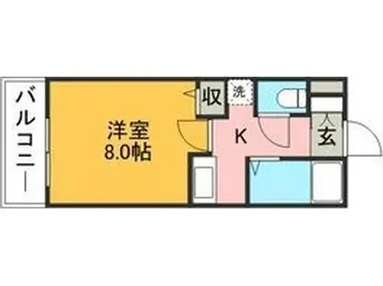 ダブルーンVIII桜坂(1K/8階)の間取り写真