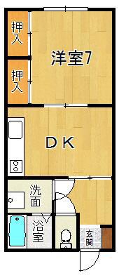 スカイハイツ(1DK/2階)の間取り写真