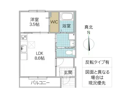 ララルー(1LDK/1階)の間取り写真