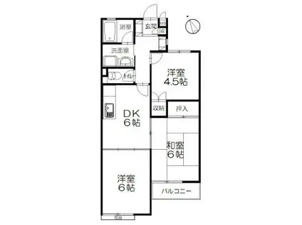 ピースフル湘南B棟(3DK/2階)の間取り写真