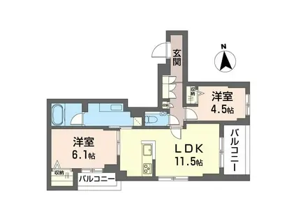 目黒ガーディアンヒルズ(2LDK/4階)の間取り写真