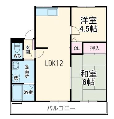 イーグルA棟(2LDK/2階)の間取り写真