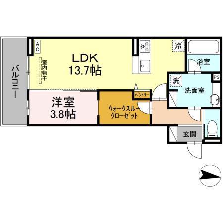 ラピルデ開成(1LDK/3階)の間取り写真