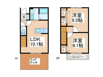 ひだまりII(2LDK/1階)の間取り写真
