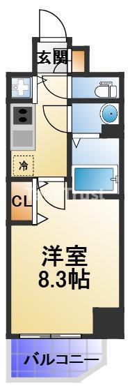ソルテラス都島本通(1K/9階)の間取り写真