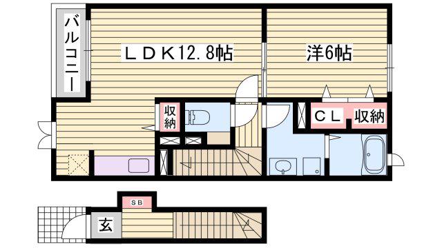 カプリス コート ベースIII(1LDK/2階)の間取り写真