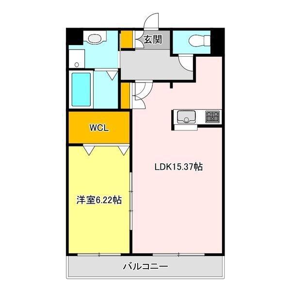 エソール中今泉(1LDK/3階)の間取り写真
