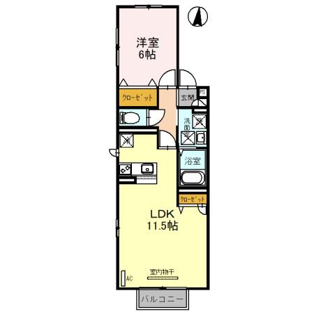 プレミールB(1LDK/3階)の間取り写真