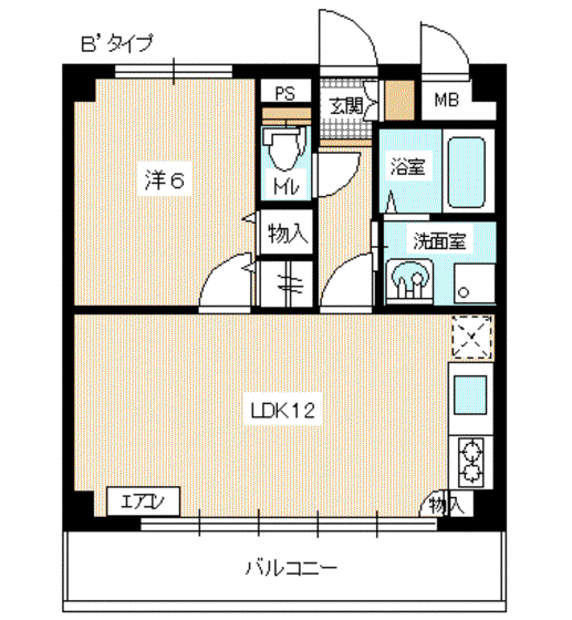 グリーンハイツ栄町(1LDK/5階)の間取り写真