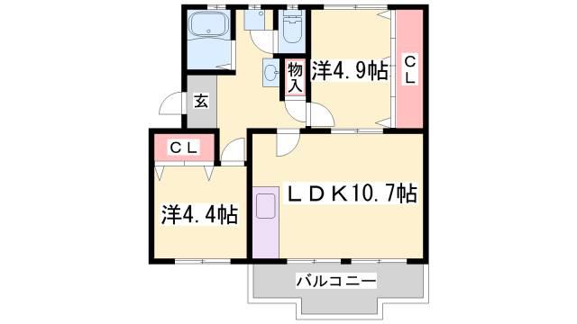 ロイヤルマンション1号棟(2LDK/2階)の間取り写真