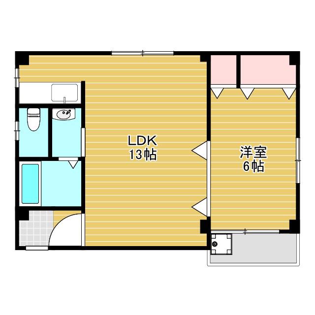 カルム緑地(1LDK/2階)の間取り写真