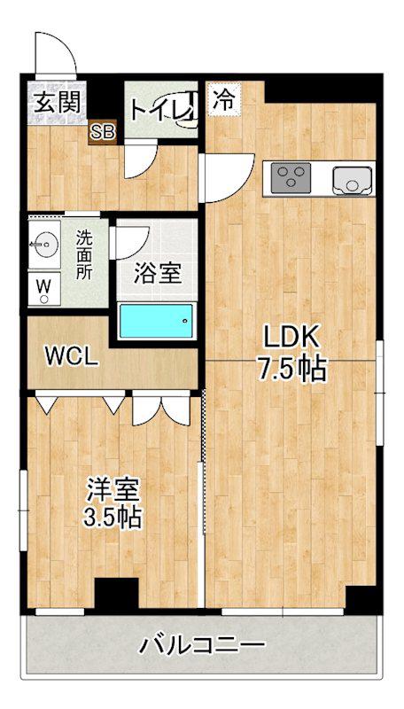 REDEAL町屋レジデンス(1LDK/4階)の間取り写真