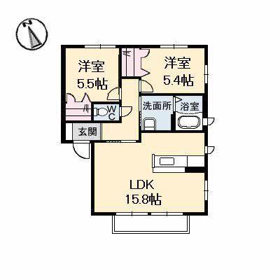 エステート本郷(2LDK/2階)の間取り写真