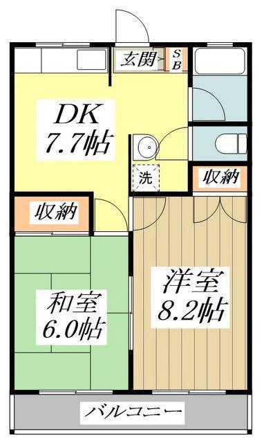 チェリーパーク(2DK/3階)の間取り写真