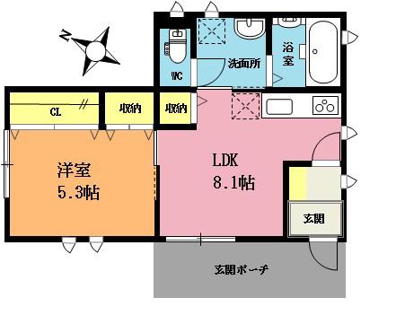 マロンハウス(1LDK/1階)の間取り写真