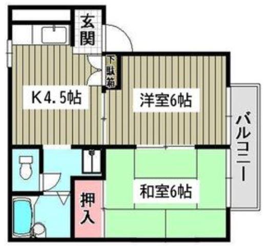 ナイティ池尻(2K/2階)の間取り写真