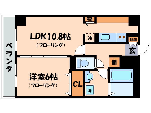 ベルヴィオウミ(1LDK/4階)の間取り写真
