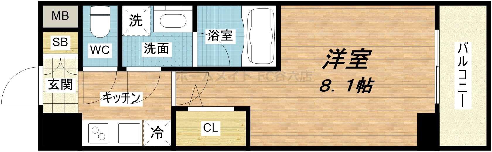 FORTUNEY大手前(1K/7階)の間取り写真
