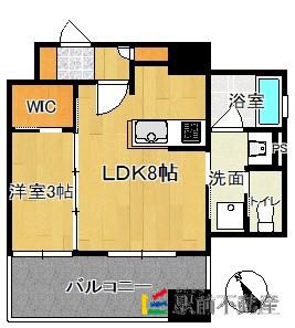 エンクレスト博多 THE TIME(1LDK/3階)の間取り写真