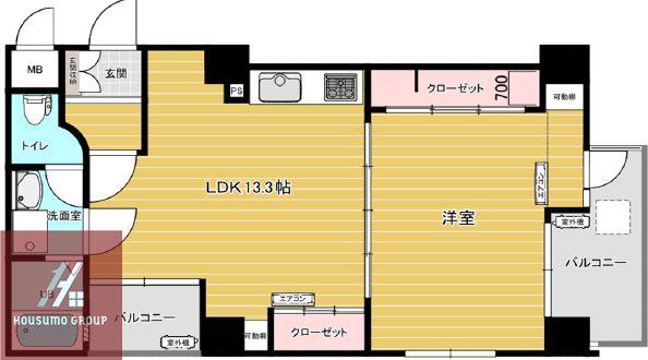 ヒルズ扇町(2LDK/2階)の間取り写真