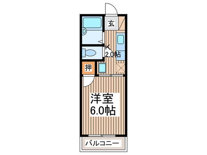 プラザ東林間(1K/2階)の間取り写真