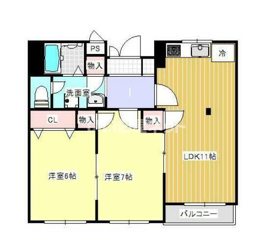 レーベンハイツ湘南(2LDK/2階)の間取り写真