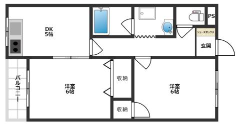 コーポ望月第1棟(2DK/4階)の間取り写真