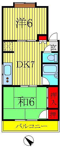 ハイツエム(2DK/2階)の間取り写真
