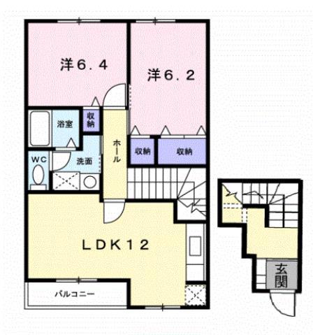プラゼール・ラゴーアI(2LDK/2階)の間取り写真