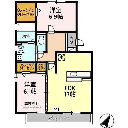メルベイユ・フロール(2LDK/3階)の間取り写真