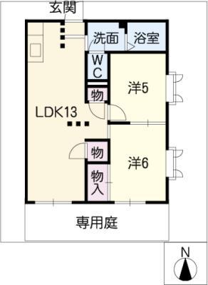 サンライフ日進(2LDK/1階)の間取り写真