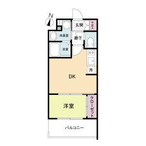 D.CLAREST本庄東FJRE(1DK/5階)の間取り写真
