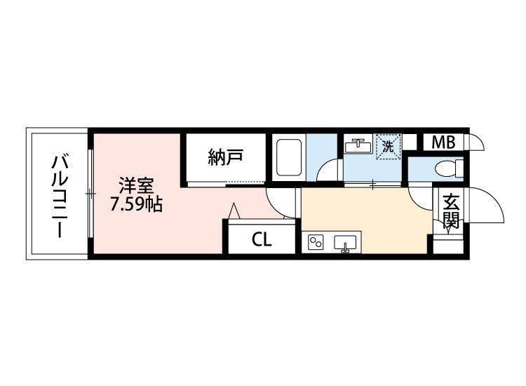QREST熊本船場(1K/14階)の間取り写真