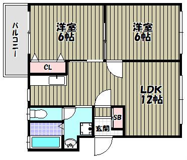 リバーサイド小車(2LDK/1階)の間取り写真