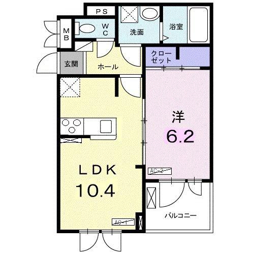 FLORIAⅠ(1LDK/2階)の間取り写真